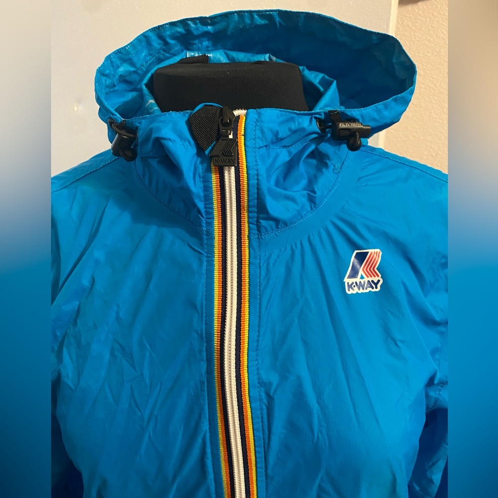 K-Way Le VRAI 3.0 Claude Packable Windbreaker Rain Jacket Green Marine WEV